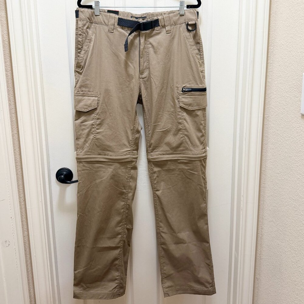 BC Clothing Men's Convertible Cargo Hiking Pant Or Shorts Size M X 34 Tan NEW